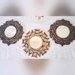 Grouping Of 3 Black & Gold Wall Decor/Mirrors